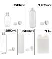 Flacons et bidons plastiques de 50ml à 1 Litre