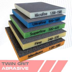 Éponge abrasive double face pour peinture carrosserie – TWIN GRIT P120 à P1500