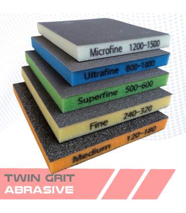 Éponge abrasive double face pour peinture carrosserie – TWIN GRIT P120 à P1500