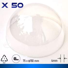 Demi sphère plastique transparente à peindre 150x75 mm pour exposition murale