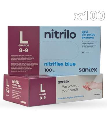 Gants en nitrile jetable bleu (Boite de 100 )