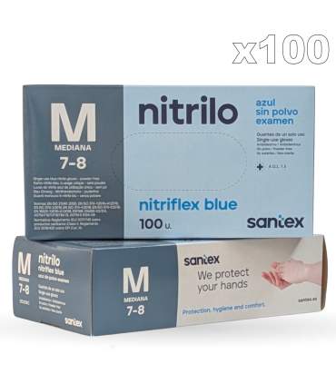 Gants en nitrile jetable bleu (Boite de 100 )