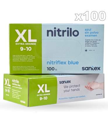 Gants en nitrile jetable bleu (Boite de 100 )