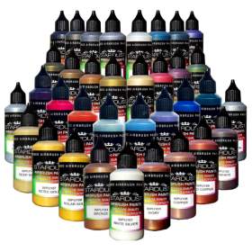 Peinture aérographe acrylique-PU - 35 couleurs métallisées Nacrées