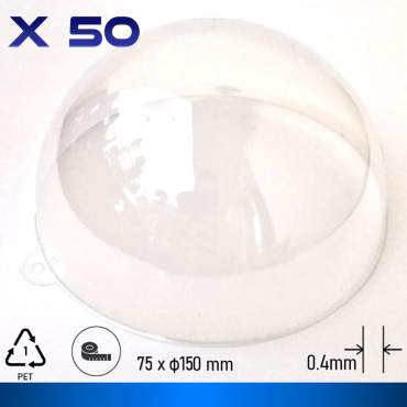 Demi sphère plastique transparente à peindre 150x75 mm pour exposition murale