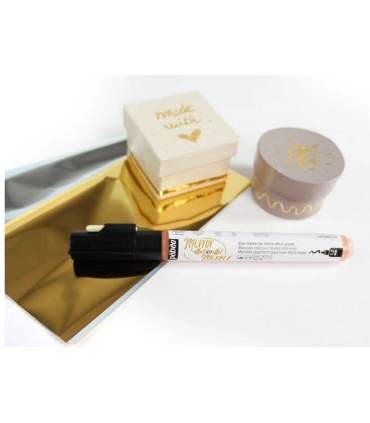 Marqueur de colle à dorure 1.2mm continu + 2 feuilles effet miroir