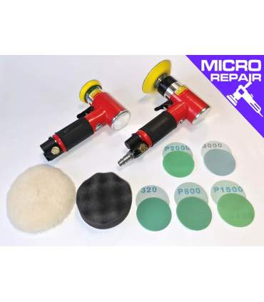 Mini polisseuse pneumatique 75 mm avec plateau et mousses