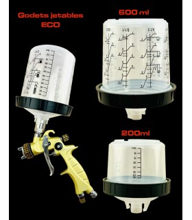 kit de 50 godets jetables pour pistolets en 200ml ou 600ml