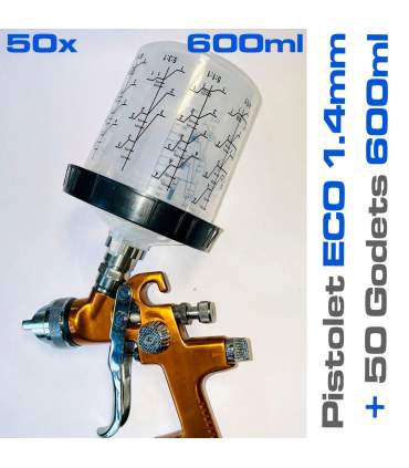kit de 50 godets jetables pour pistolets en 200ml ou 600ml