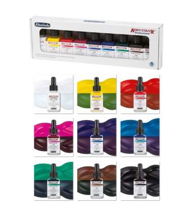 Coffret 9 couleurs de base Aero Color – assortiment d'encres Schmincke