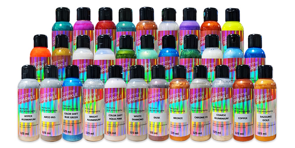 Couleurs multicolores des peintures aérographes SPARKLE