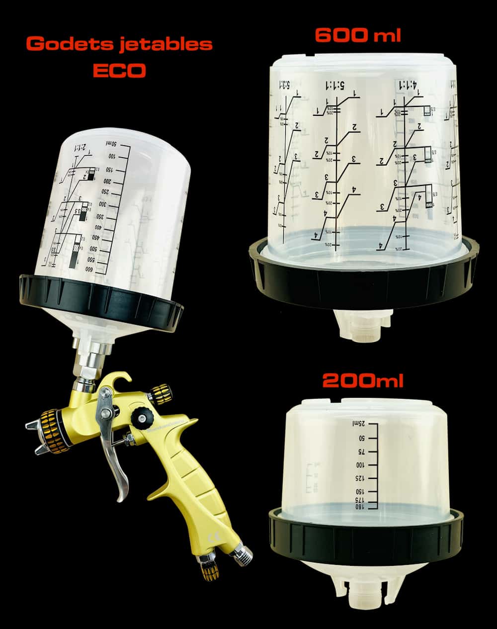 1866P  Pistolet peinture à gravité HVLP 1,4 mm - Pneumatique